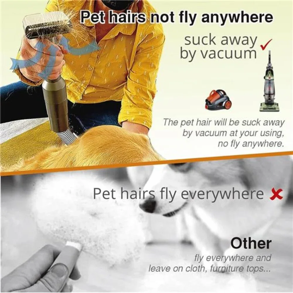 Pet Vacuum Grooming Brush Hair Comb Shedding Deshedding Attachment Tool